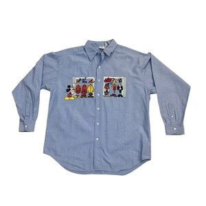 Vintage Disney “Through the Years” Mickey Mouse Button Down Shirt / Large